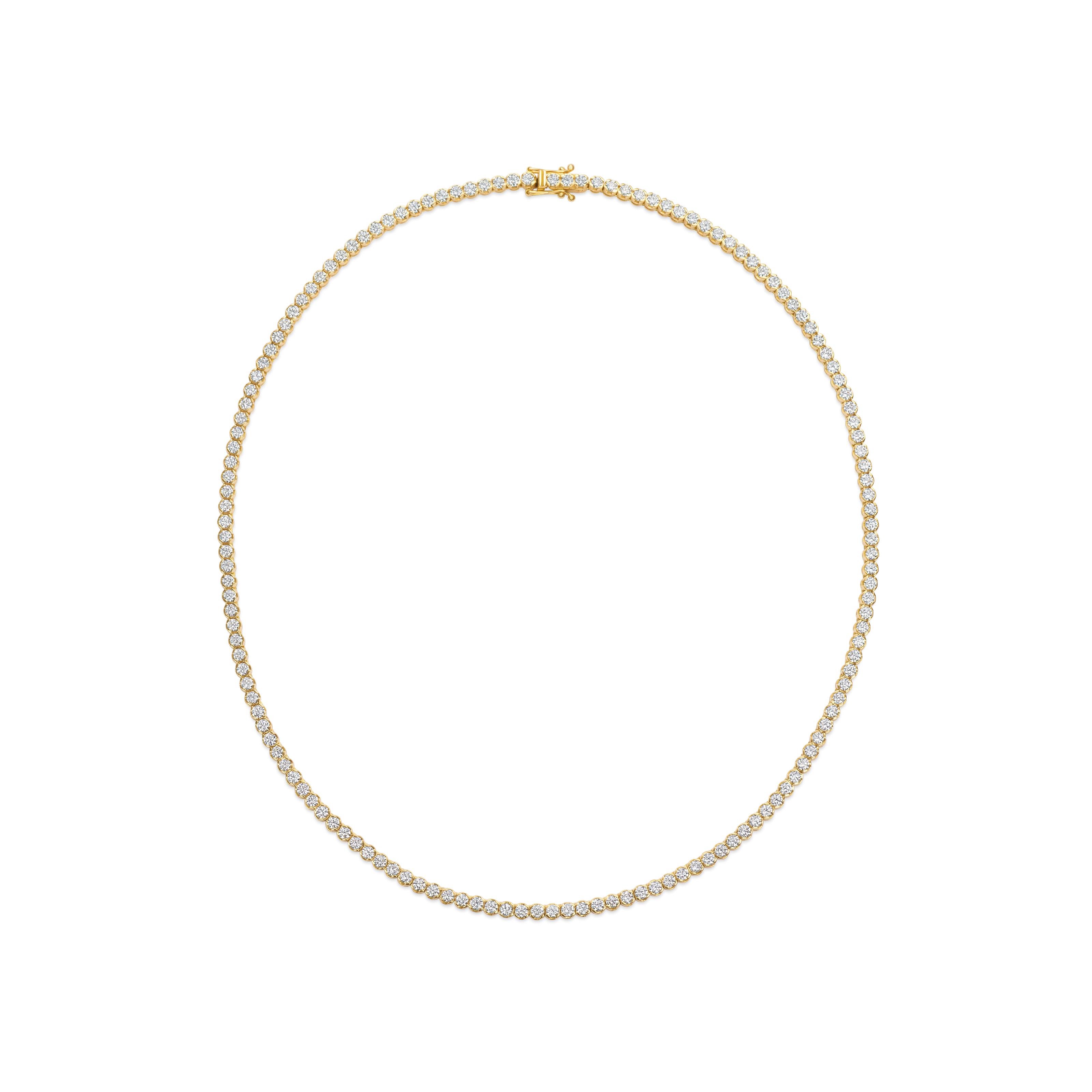 18ct Yellow Gold Round Brilliant Cut Diamond Line Necklace
