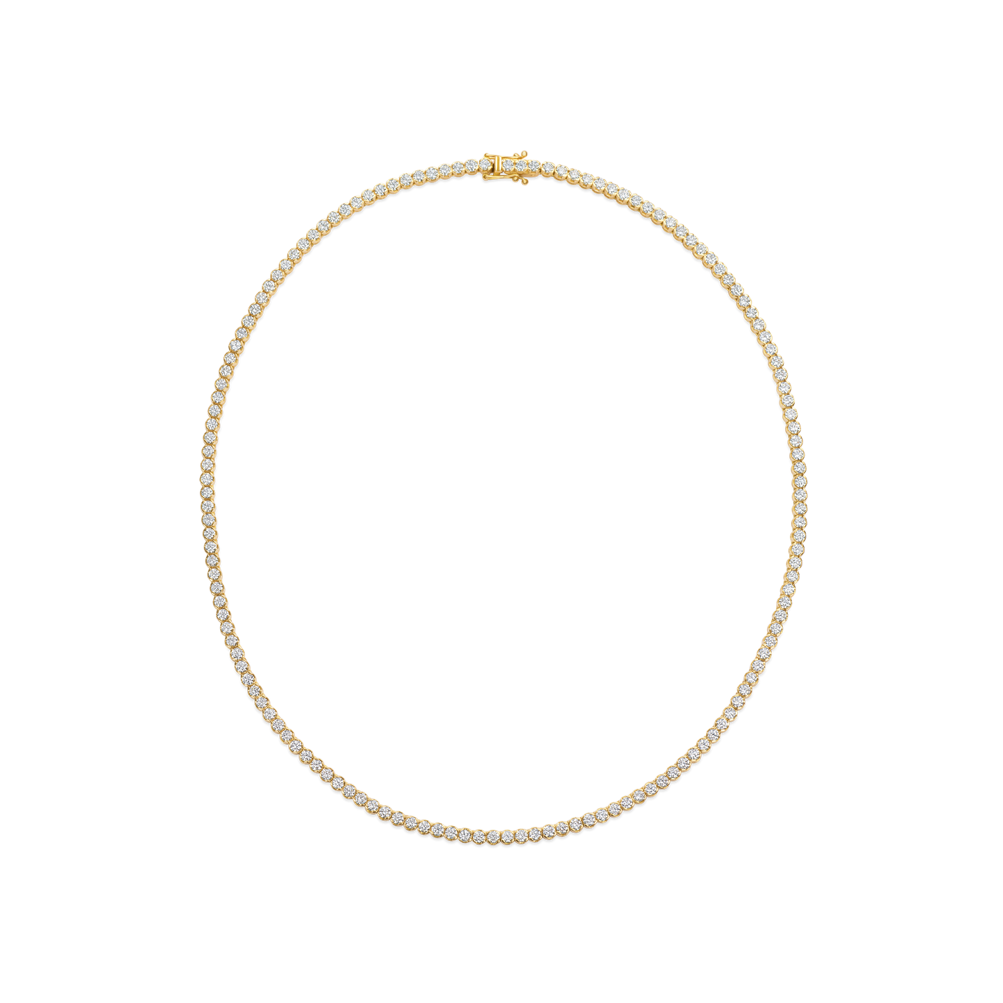 18ct Yellow Gold Round Brilliant Cut Diamond Line Necklace