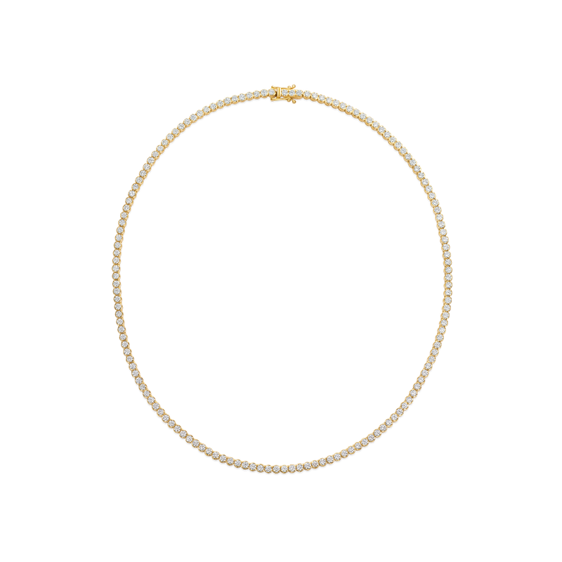 18ct Yellow Gold Round Brilliant Cut Diamond Line Necklace