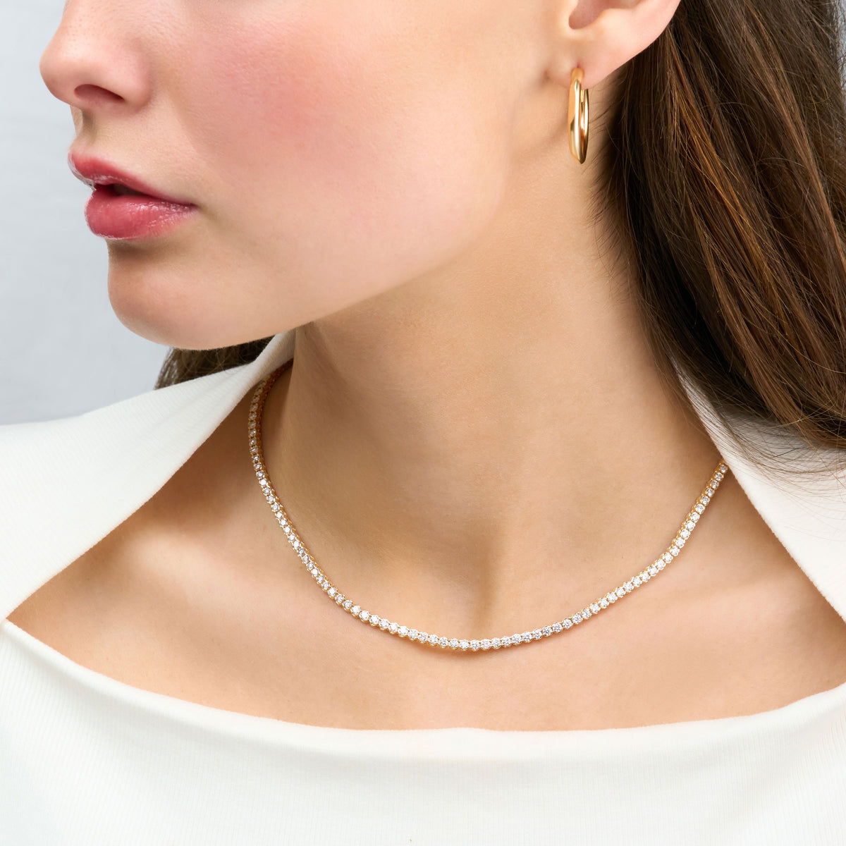 18ct Rose Gold Round Brilliant Cut Diamond Line Necklace