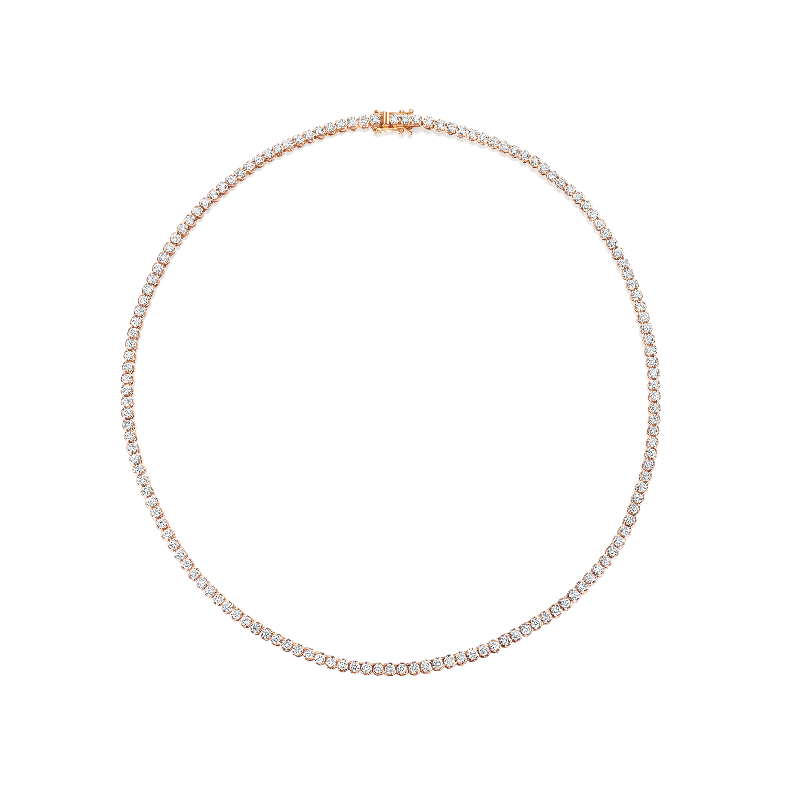 18ct Rose Gold Round Brilliant Cut Diamond Line Necklace