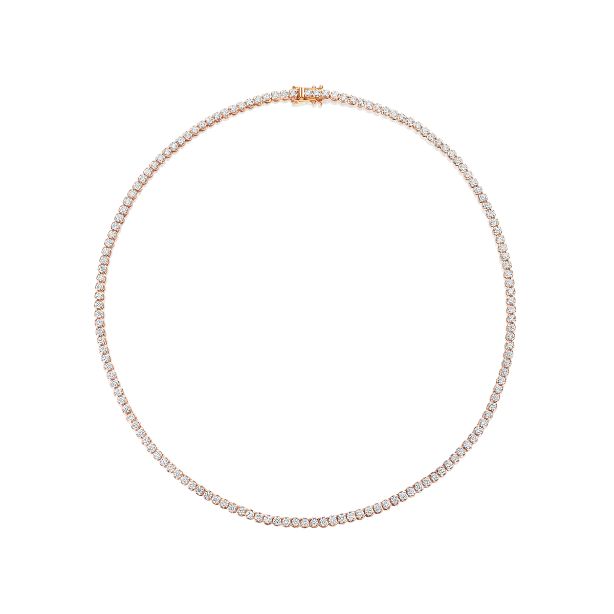 18ct Rose Gold Round Brilliant Cut Diamond Line Necklace