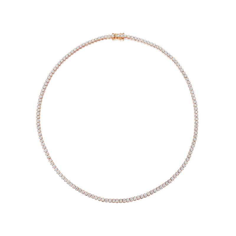 18ct Rose Gold Round Brilliant Cut Diamond Line Necklace