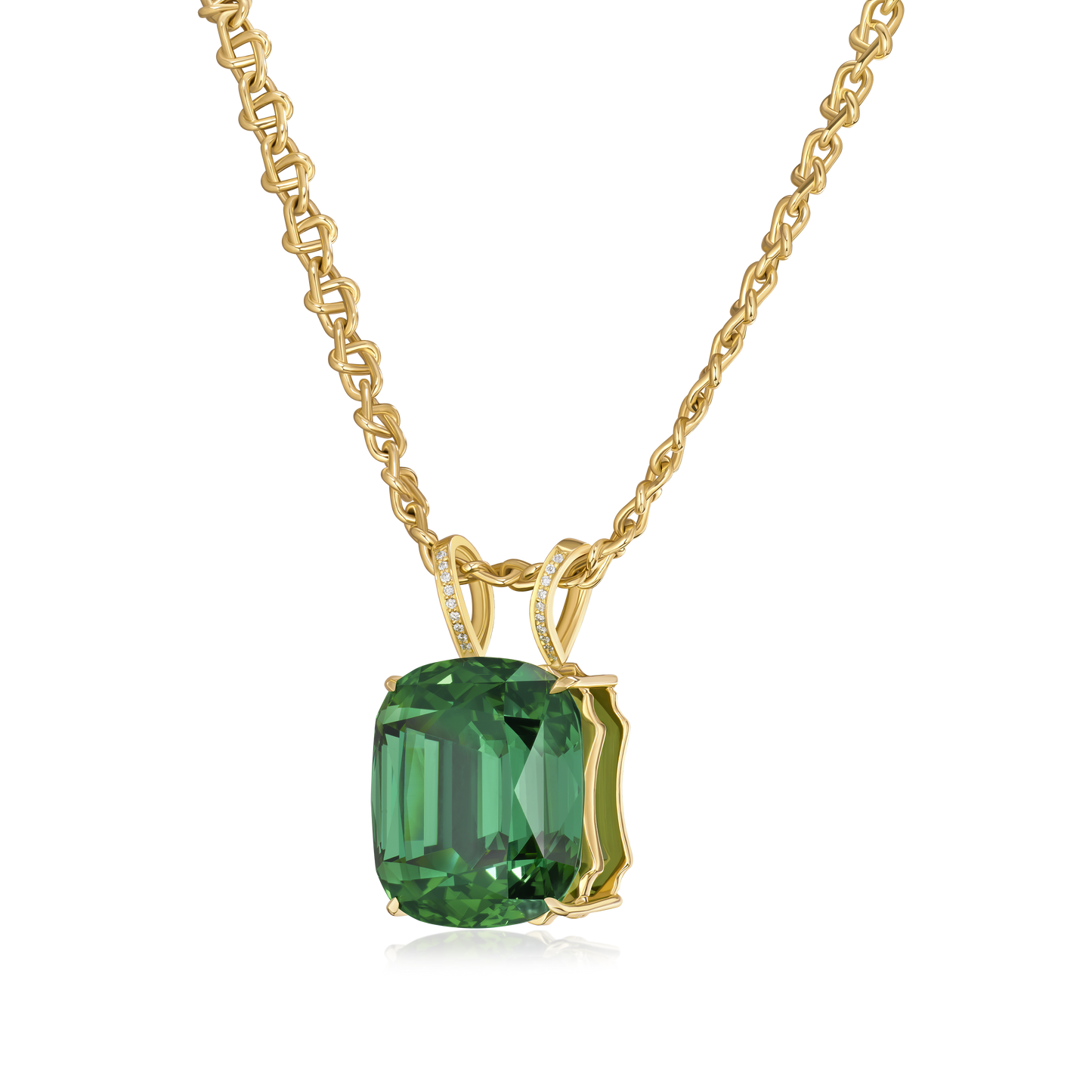 80.28cts Tourmaline Pendant Running On An Infinity 18ct Yellow Gold Chain