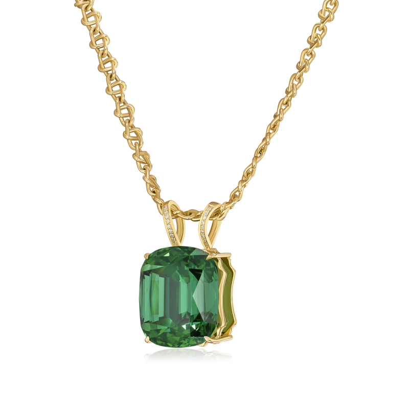 80.28cts Tourmaline Pendant Running On An Infinity 18ct Yellow Gold Chain