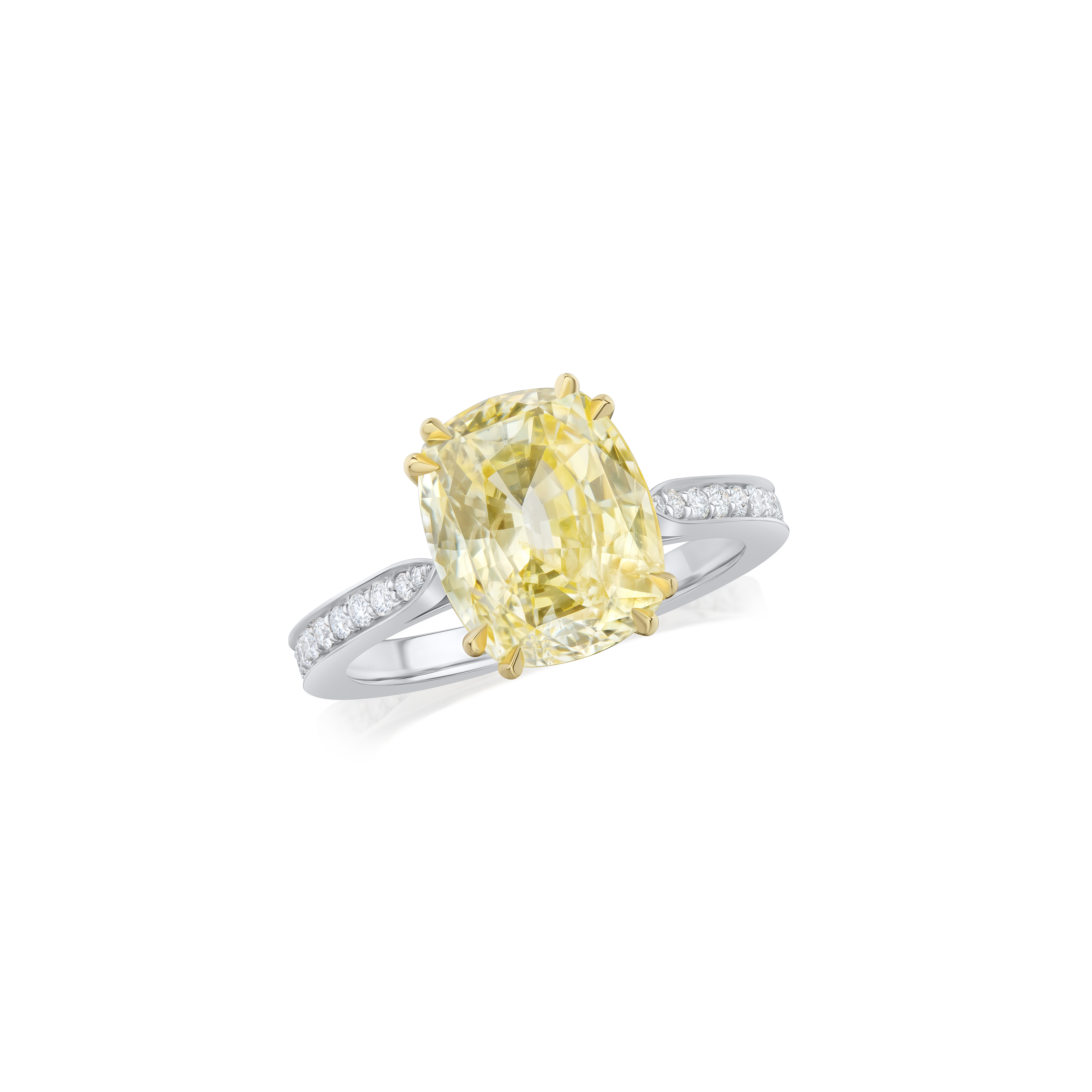 5.78ct Yellow Sapphire Ring With Diamond Set Shoulders