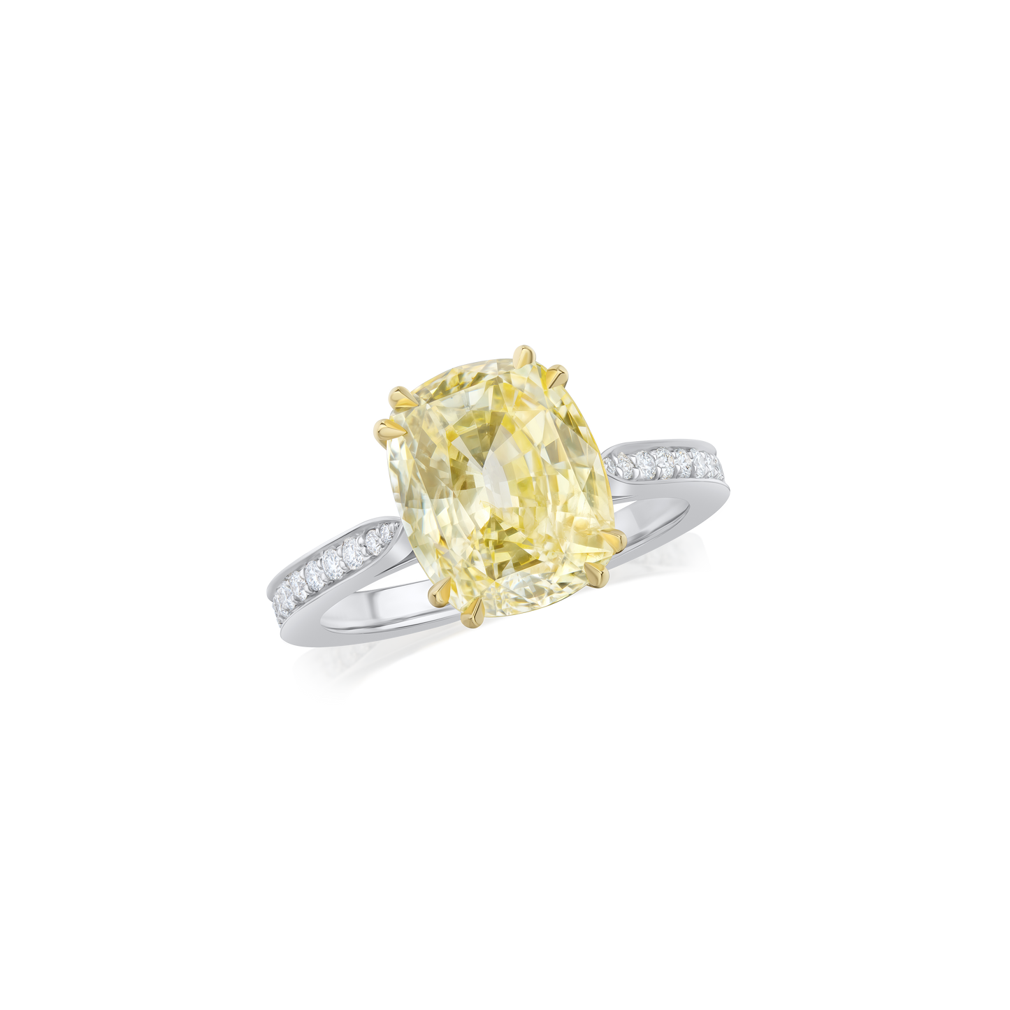 5.78ct Yellow Sapphire Ring With Diamond Set Shoulders