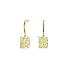 2.01ct Cushion Cut Yellow Diamond Drop Earrings