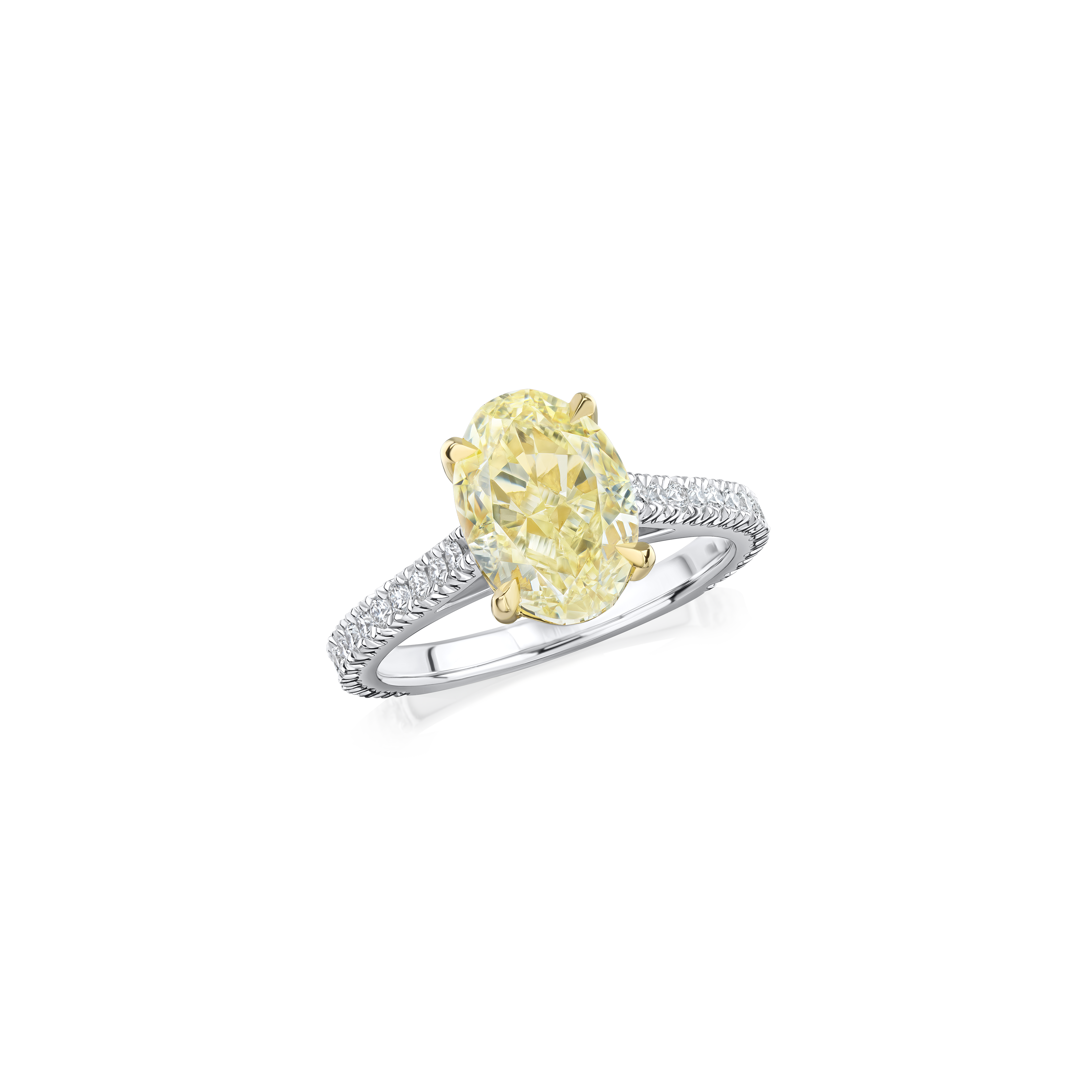 3.13ct Oval Cut Yellow Diamond Solitaire Ring