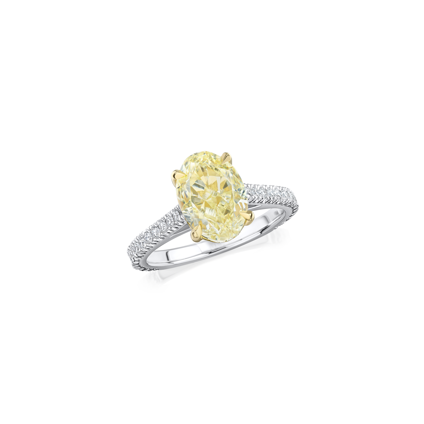 3.13ct Oval Cut Yellow Diamond Solitaire Ring