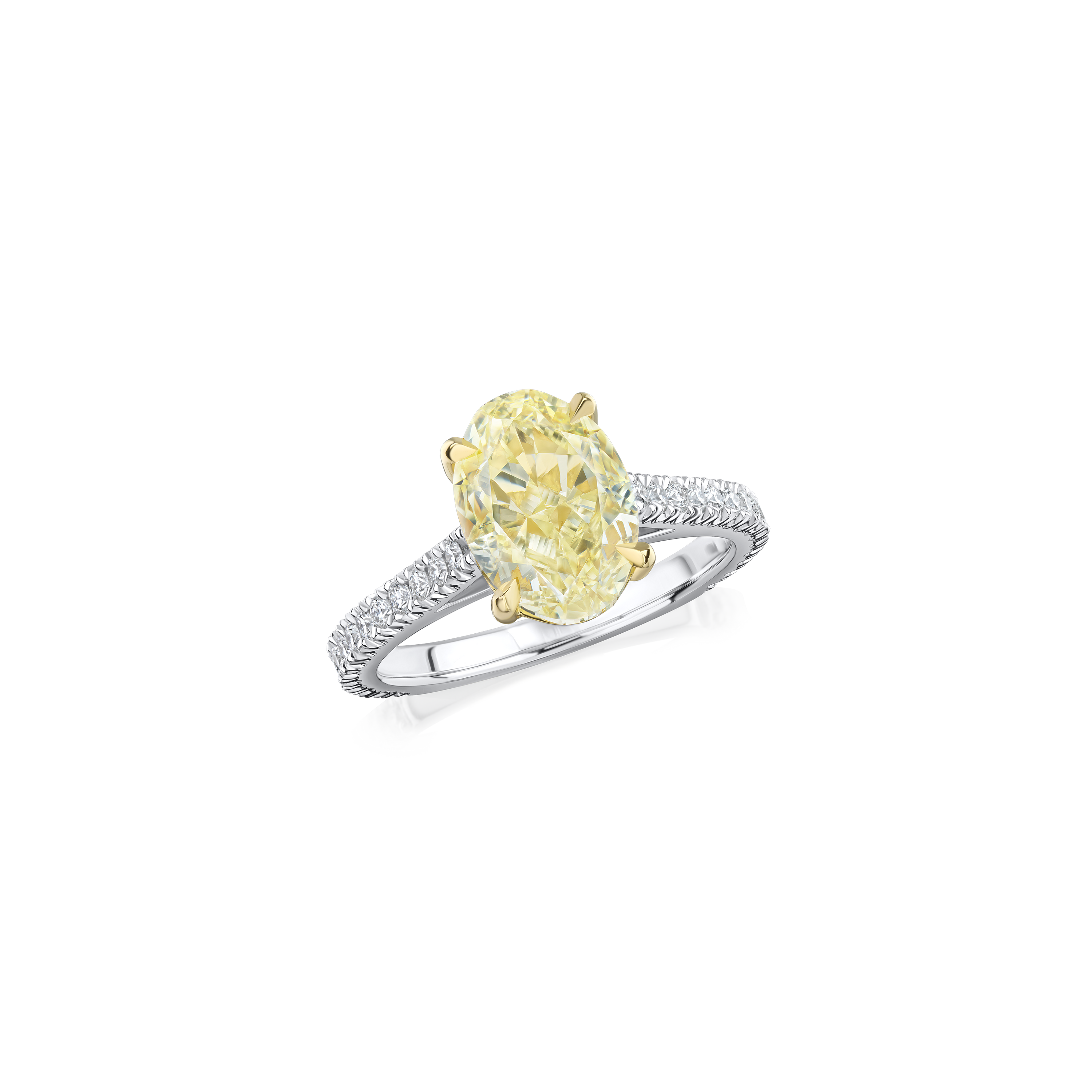 3.13ct Oval Cut Yellow Diamond Solitaire Ring