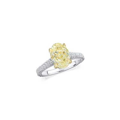 3.13ct Oval Cut Yellow Diamond Solitaire Ring