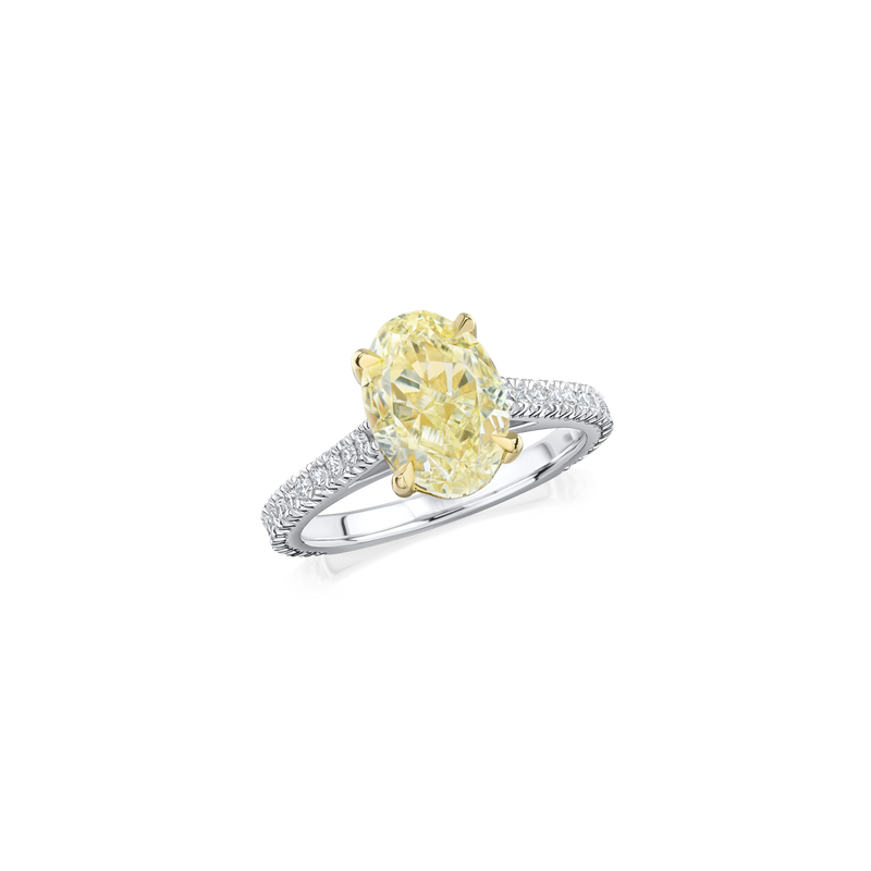 3.13ct Oval Cut Yellow Diamond Solitaire Ring
