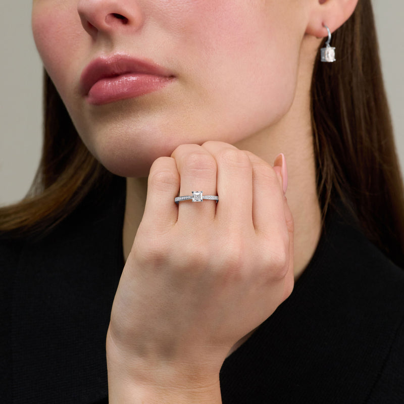 0.57ct Asscher Cut Diamond Solitaire Ring