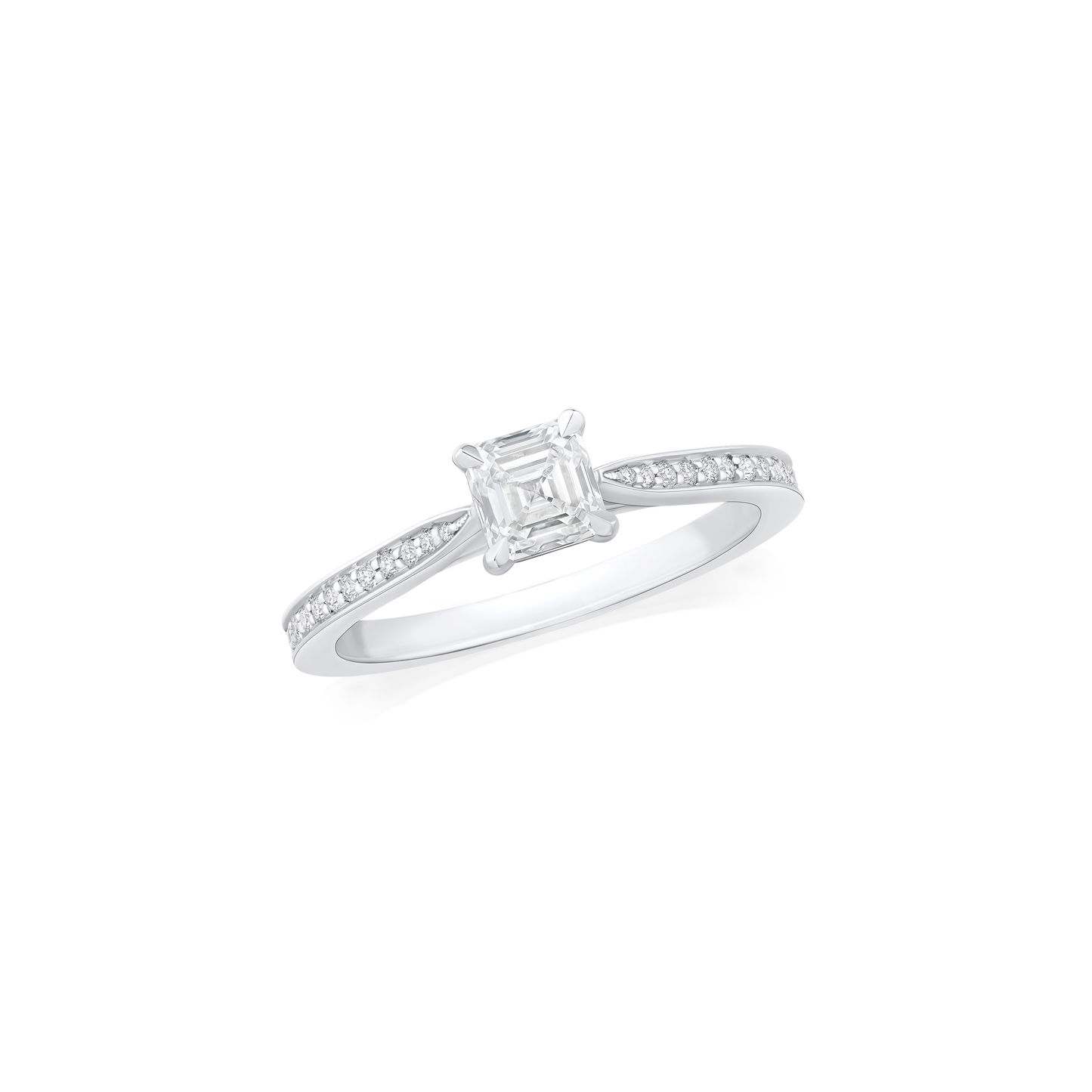 0.57ct Asscher Cut Diamond Solitaire Ring