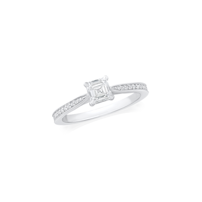 0.57ct Asscher Cut Diamond Solitaire Ring