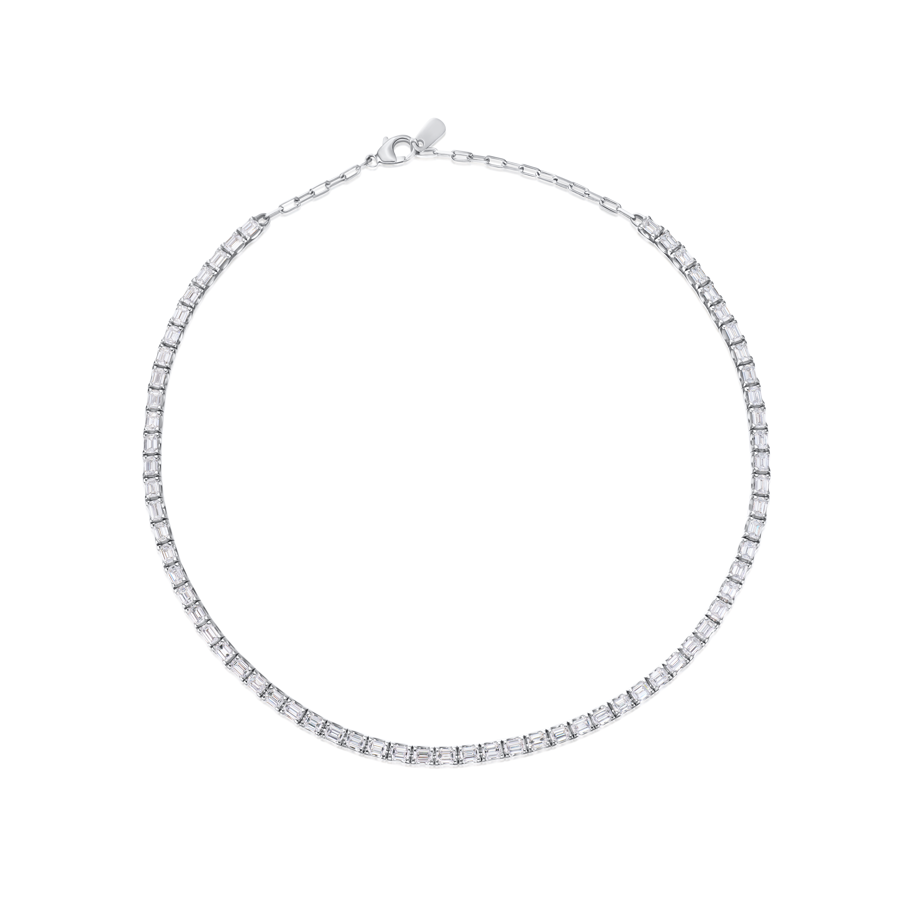 12.46ct Emerald Cut Diamond Line Necklace