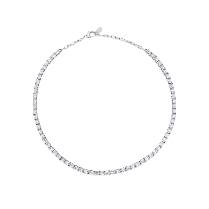 12.46ct Emerald Cut Diamond Line Necklace