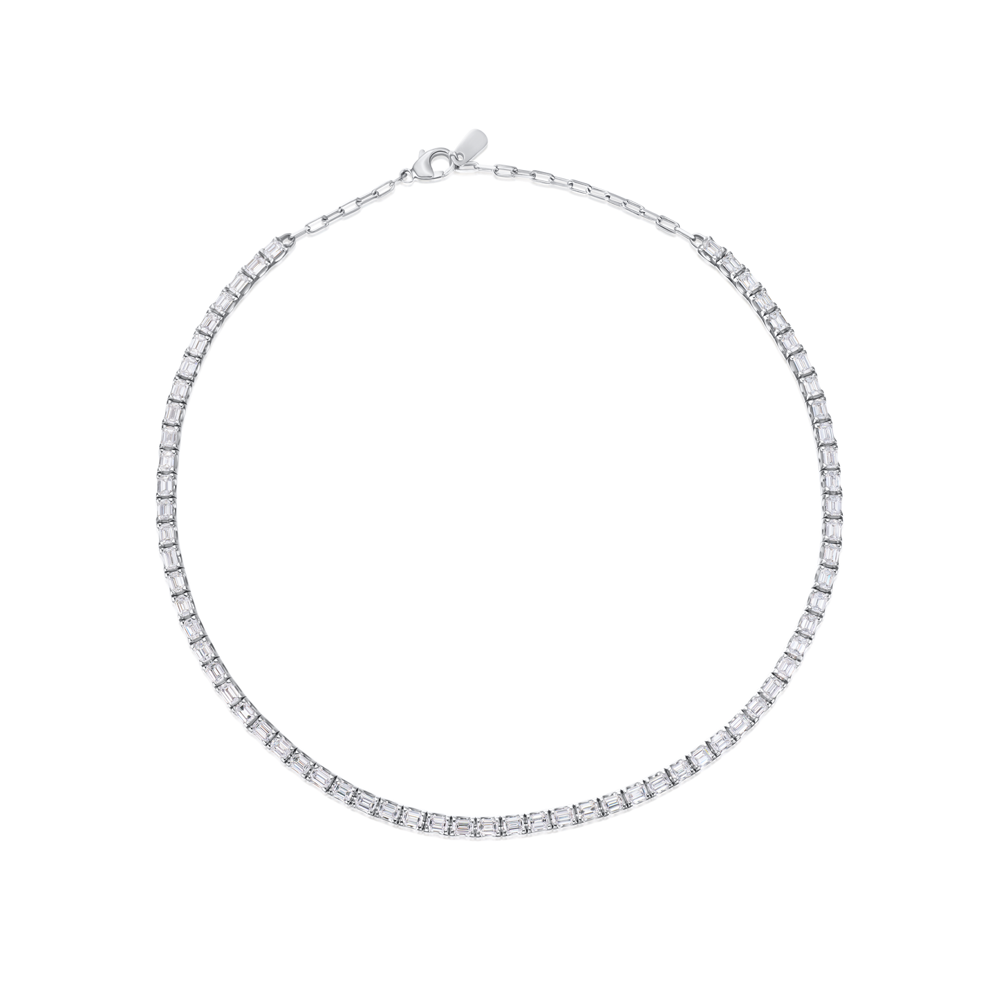 Emerald Cut Diamond Line Necklace