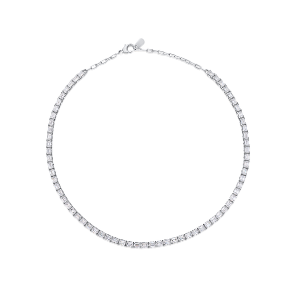 Emerald Cut Diamond Line Necklace
