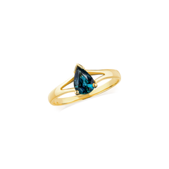 Pear Shape Teal Sapphire Ring