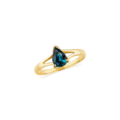 Pear Shape Teal Sapphire Ring