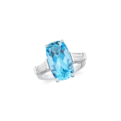 5.76ct Aquamarine and Diamond Three Stone Ring