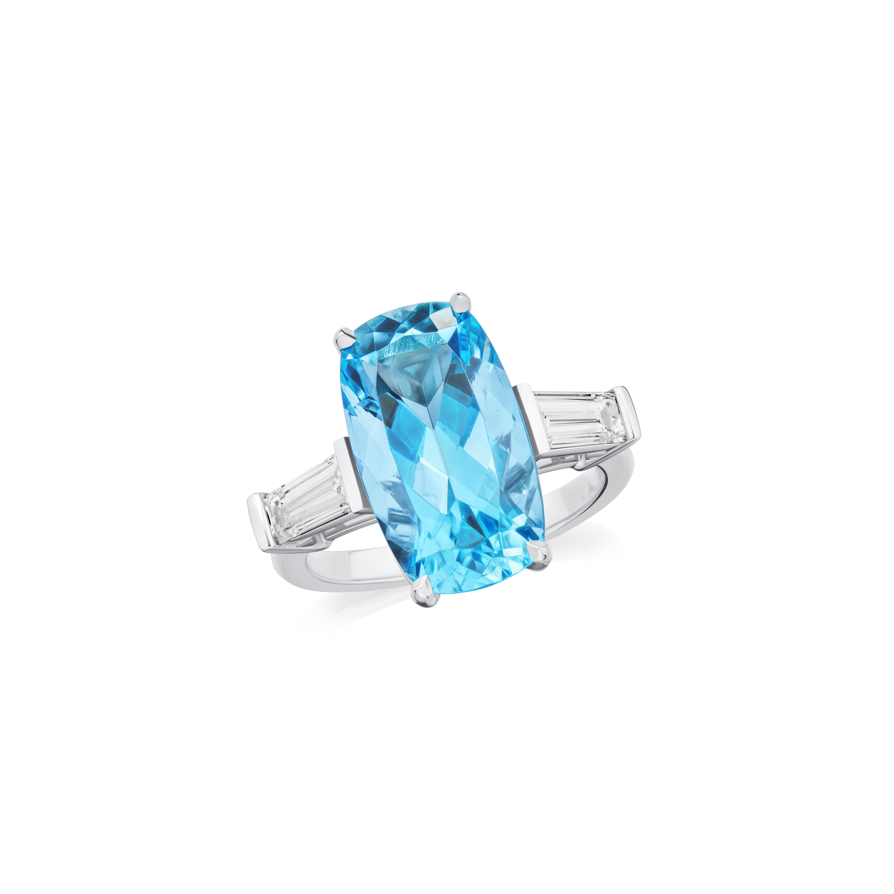 5.76ct Aquamarine and Diamond Three Stone Ring