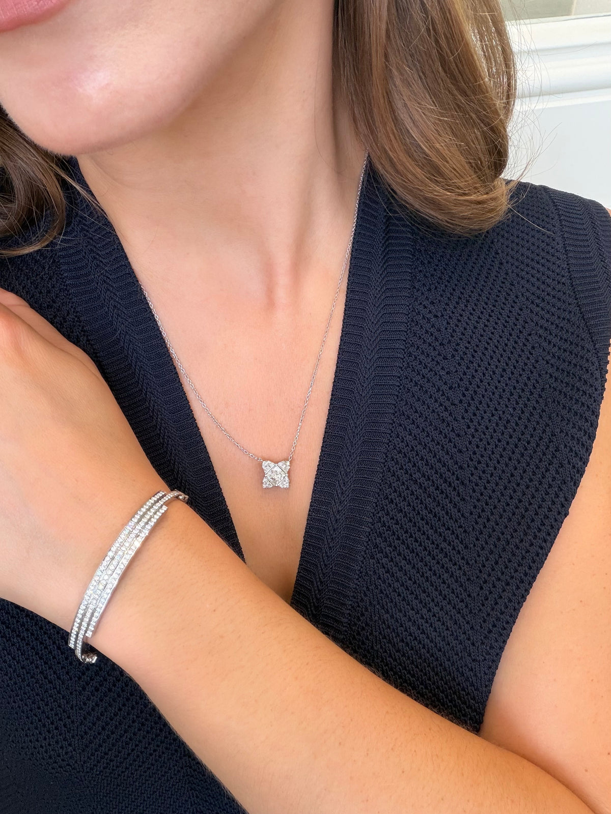 Princess Cut Diamond Cluster Pendant