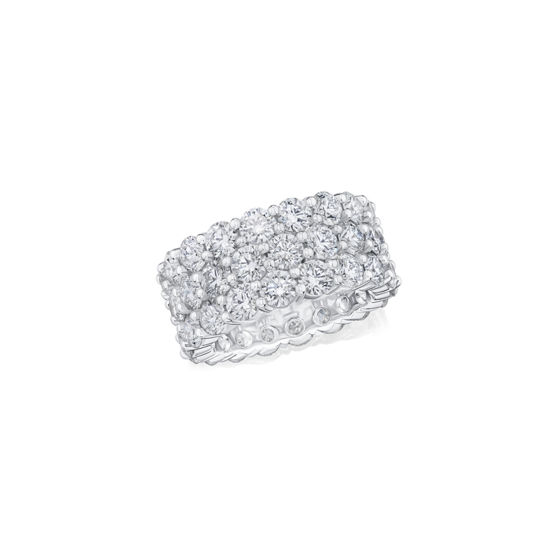 9.93ct Three Row Diamond Wave Ring