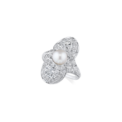 Pearl and Diamond Platinum Ring