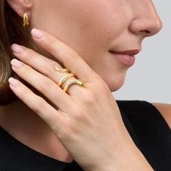18ct Yellow Gold Diamond Set Snake Ring