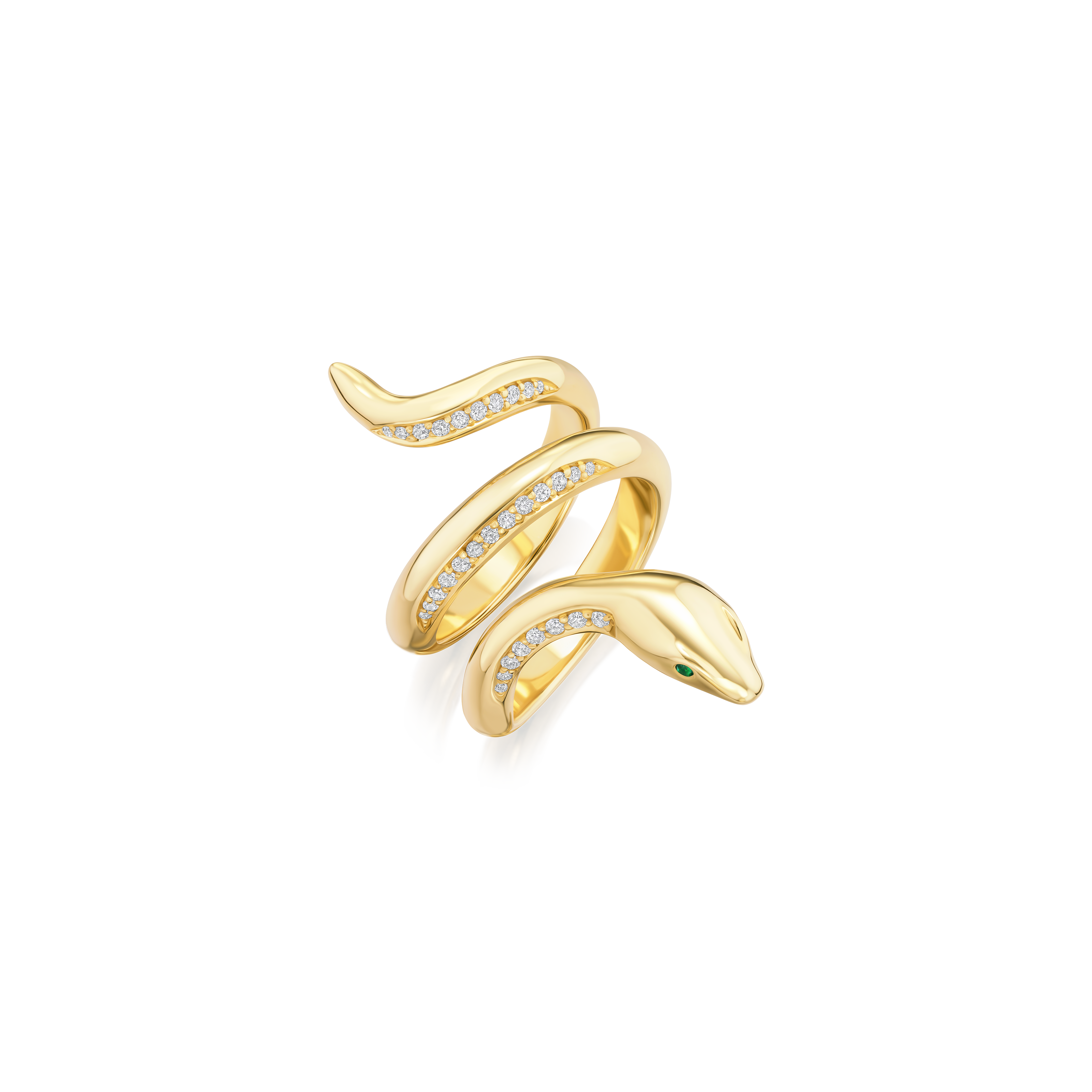 18ct Yellow Gold Diamond Set Snake Ring