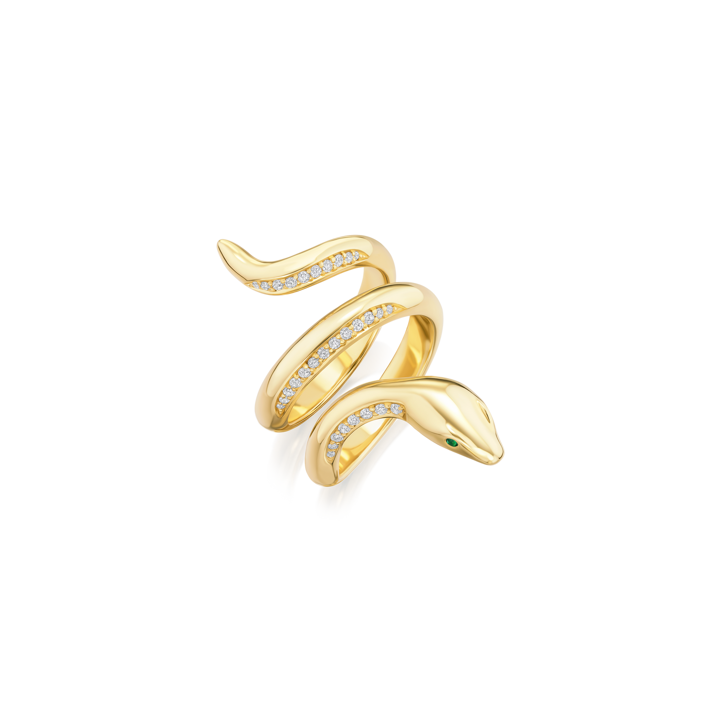 18ct Yellow Gold Diamond Set Snake Ring