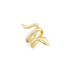 18ct Yellow Gold Diamond Set Snake Ring