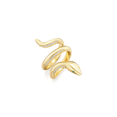 18ct Yellow Gold Diamond Set Snake Ring