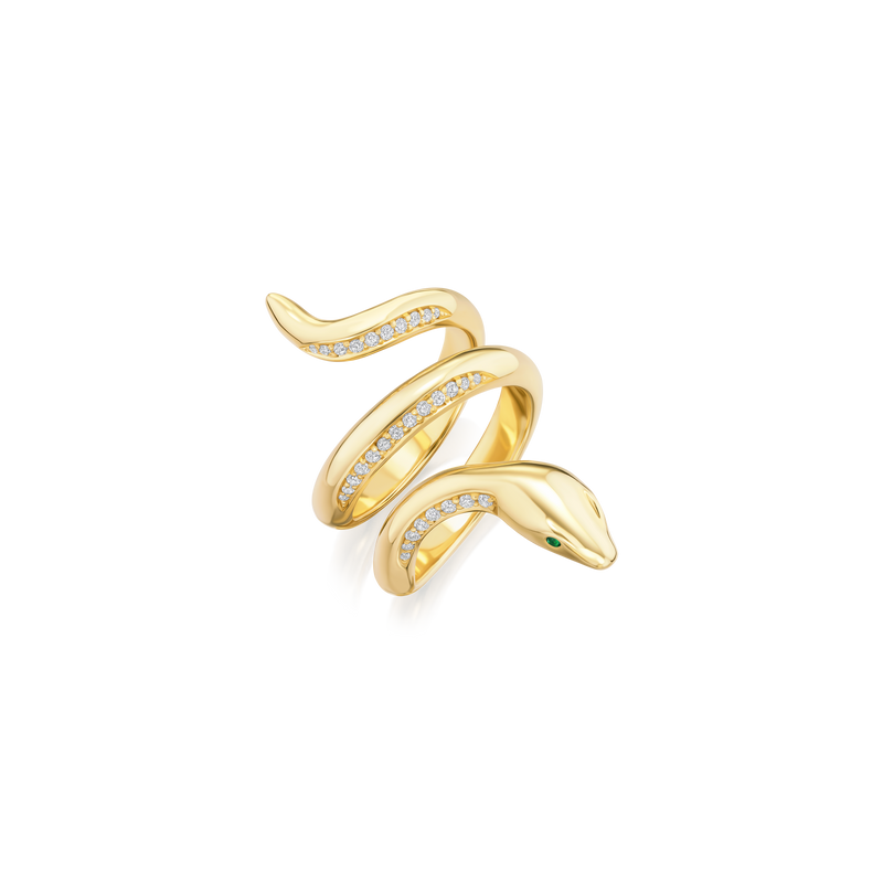 18ct Yellow Gold Diamond Set Snake Ring