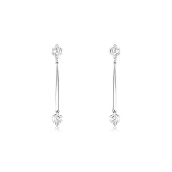 1.64cts Hexagon Cut Diamond Slide On/Off Stud Earrings