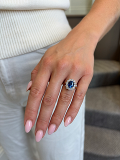3.64ct Sapphire and Diamond Ravello Cluster Ring
