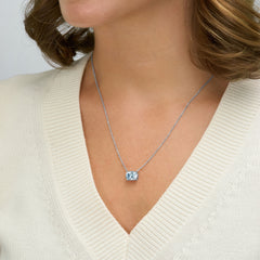 Aquamarine Solitaire Platinum Pendant