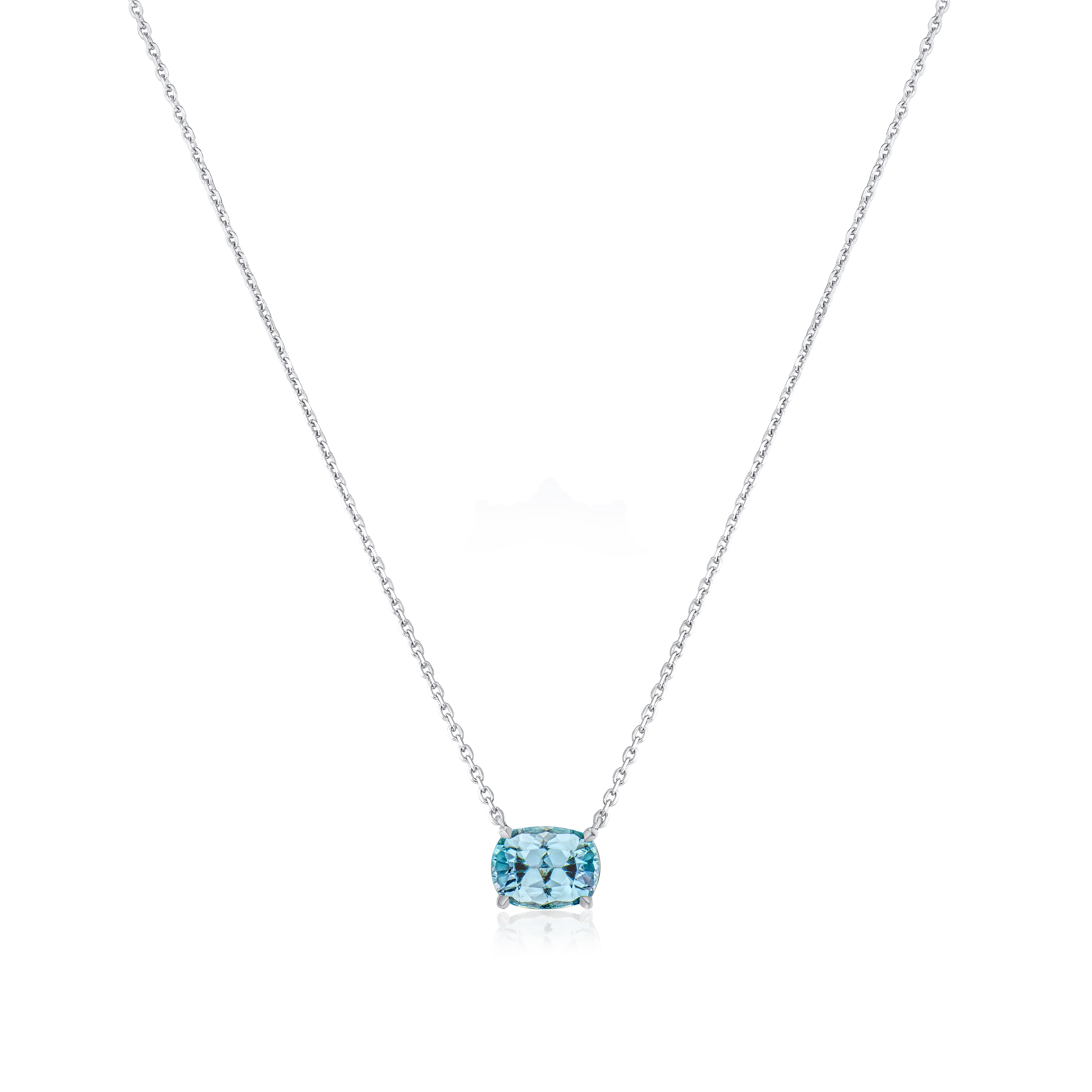 Aquamarine Solitaire Platinum Pendant