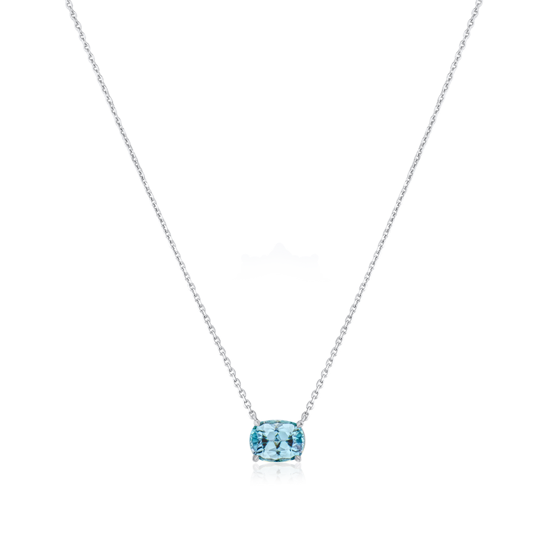 Aquamarine Solitaire Platinum Pendant