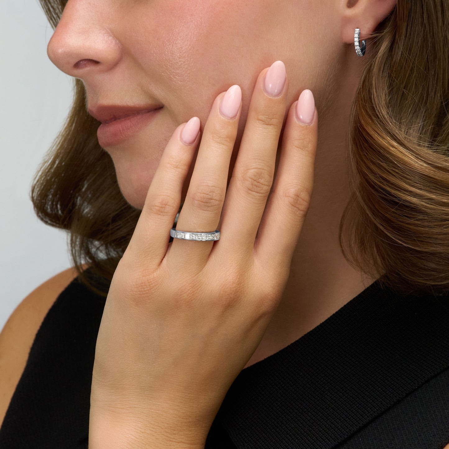Princess Cut Diamond Set Half Eternity Ring