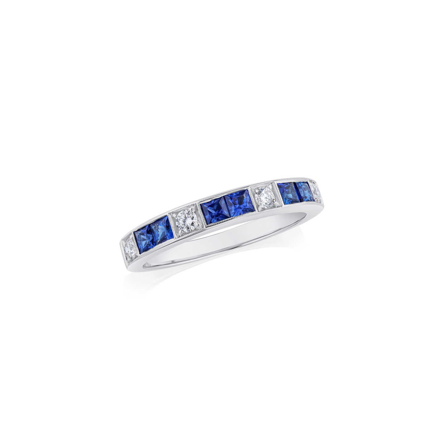 Diamond and Sapphire Set Half Eternity Ring