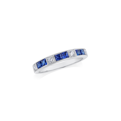 Diamond and Sapphire Set Half Eternity Ring