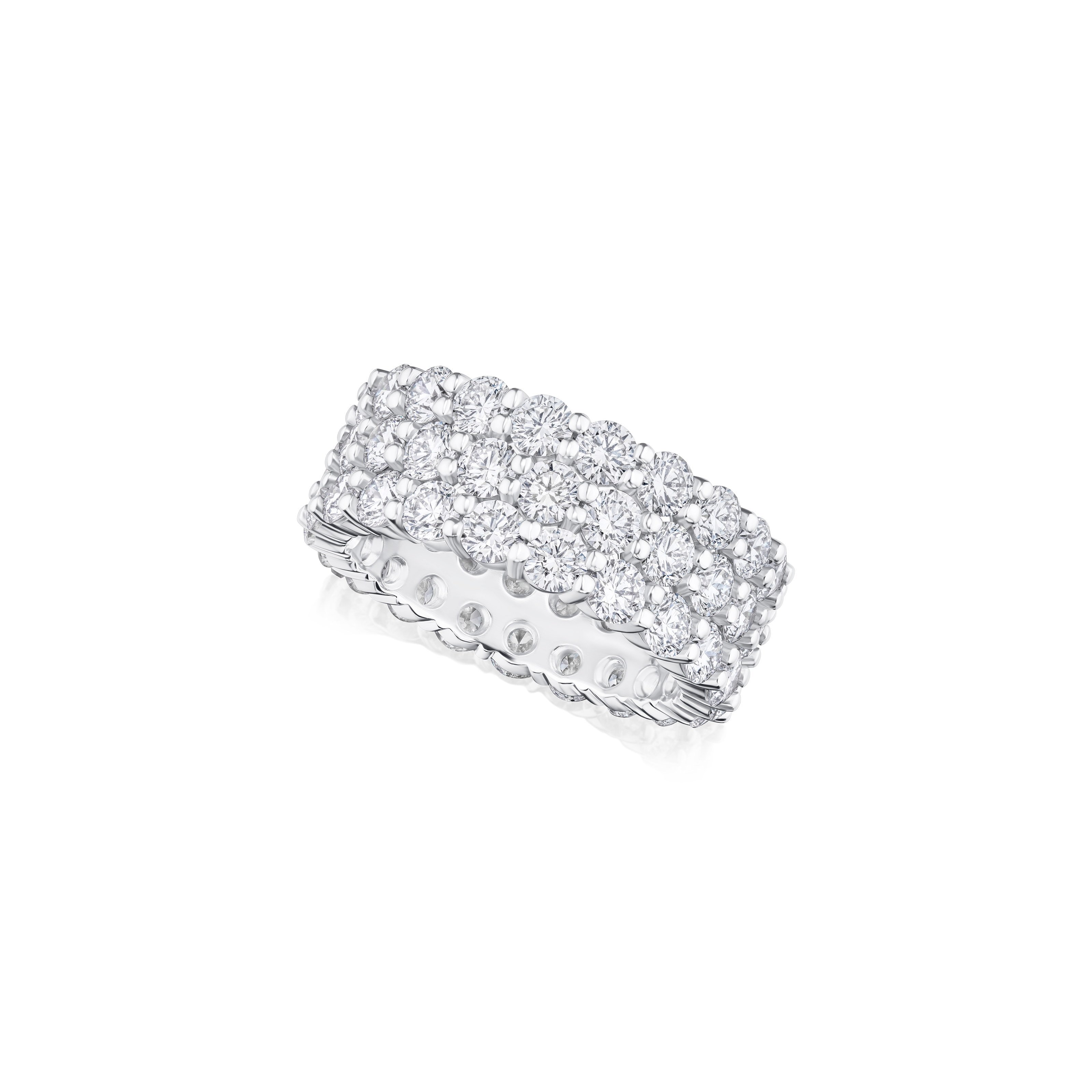 6.58ct Three Row Diamond Wave Ring