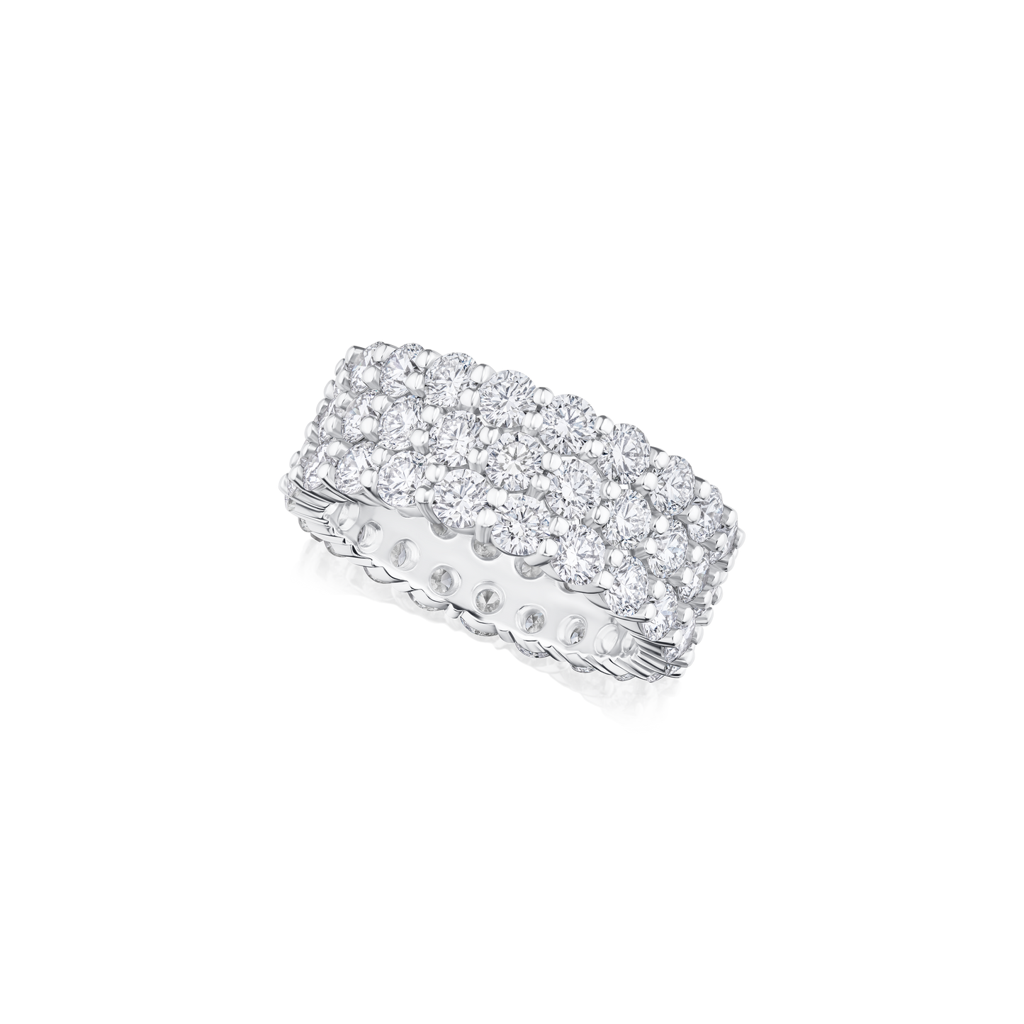 6.58ct Three Row Diamond Wave Ring