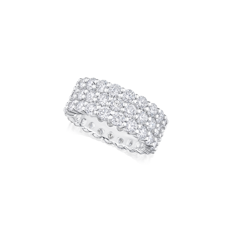 6.58ct Three Row Diamond Wave Ring