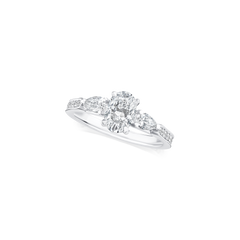 Oval and Pear Cut Diamond Three Stone Ring