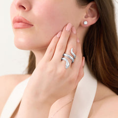 Platinum Diamond Set Snake Ring